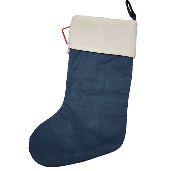 Christmas Stocking Snowflakes Raised Blue White 18" Holiday Home Decor xmas NEW - Picture 6 of 8